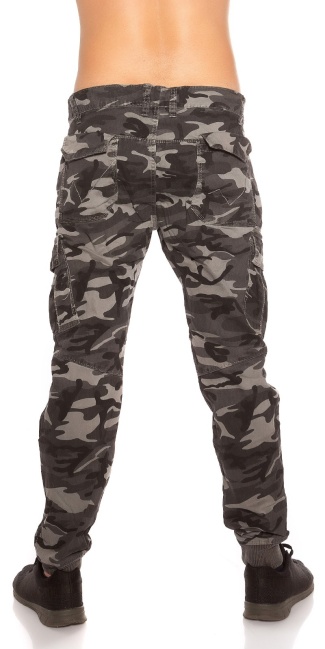 Trendy men cargo pants in camouflage Grey